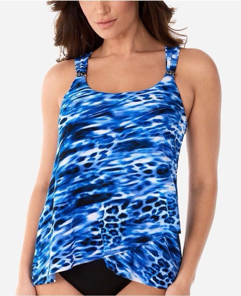 Miraclesuit Swim Lynx Lazuli Dazzle Underwire Bra Tankini Top In Delphine 16 DD
